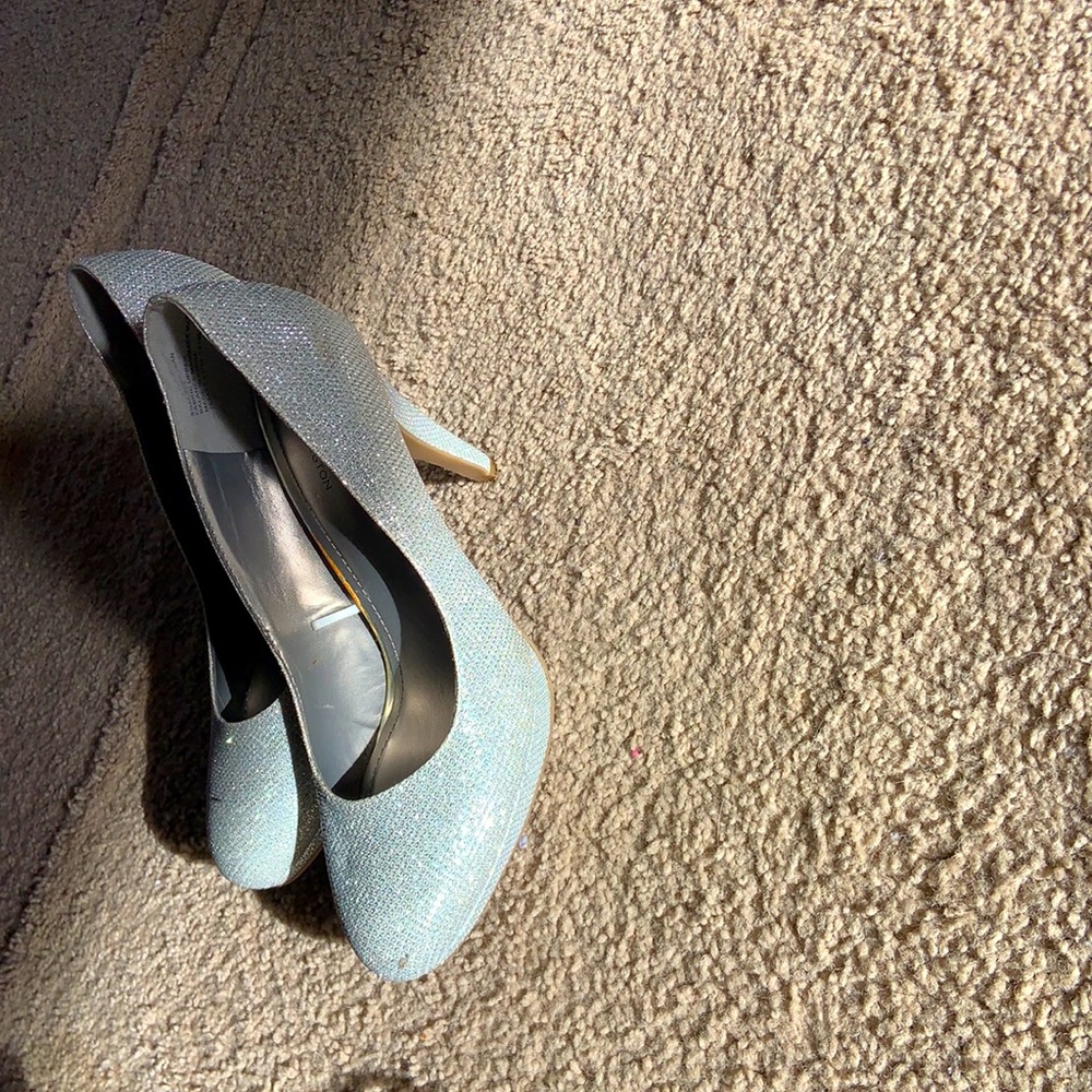 4 inch silver sparkle heels